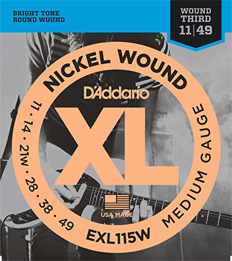 D'Addario EXL115W 11-49 (wound third string) Electric Guitar Strings